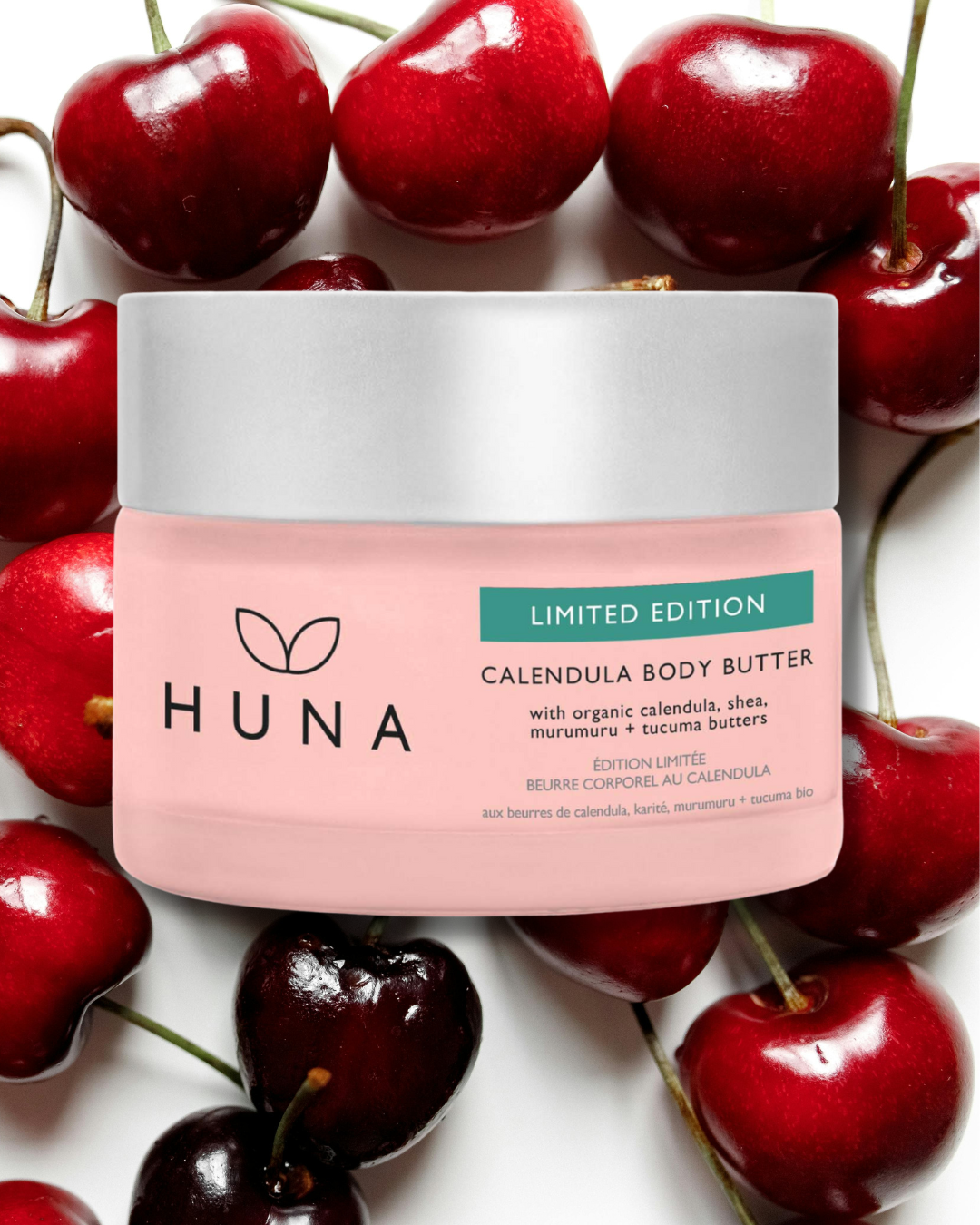 HUNA Limited Edition Calendula Body Butter in delicious ORCHARD CHERRY